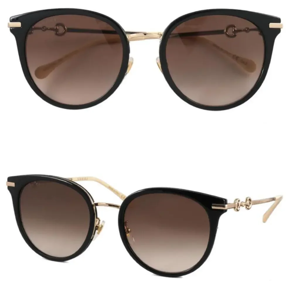 NWT Gucci GG1015SK-004-56 Black Gold Cat Eye 56mm Sunglasses